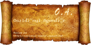Oszlányi Agenór névjegykártya